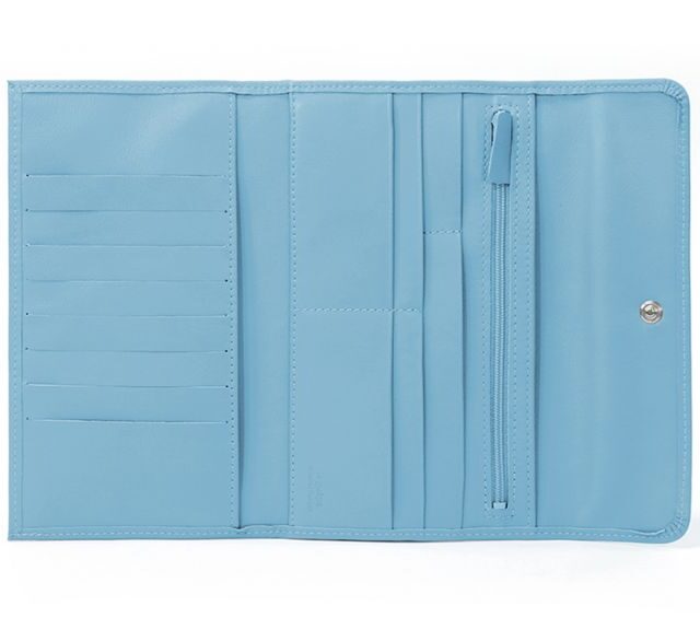 La Guêpe - Petite Maroquinerie - Compagnon en cuir bleu ciel - 12 cartes de crédit - 290