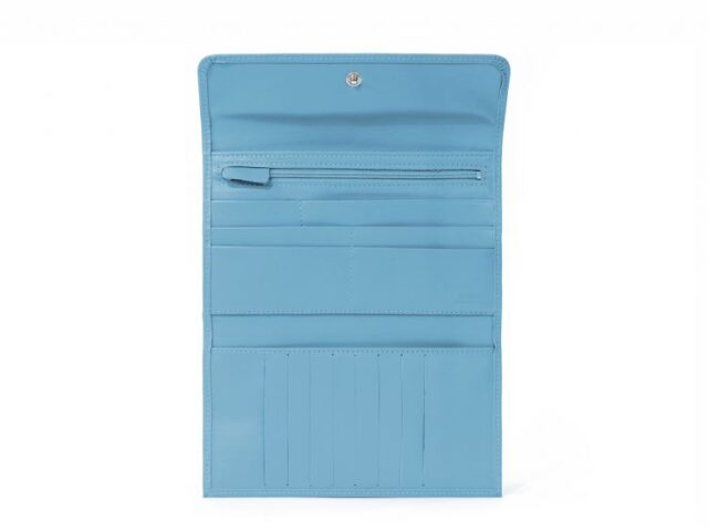 La Guêpe - Petite Maroquinerie - Compagnon en cuir bleu ciel - 12 cartes de crédit - 290