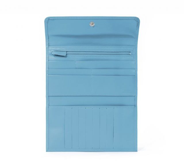 La Guêpe - Petite Maroquinerie - Compagnon en cuir bleu ciel - 12 cartes de crédit - 290