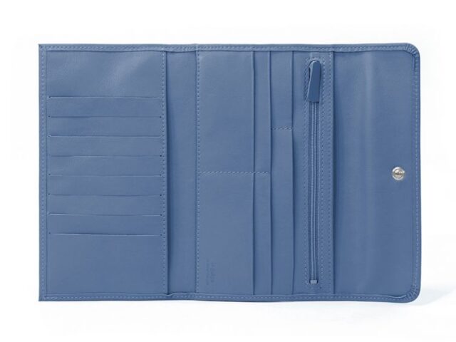 La Guêpe - Petite Maroquinerie - Compagnon en cuir bleu de prusse - 12 cartes de crédit - 290