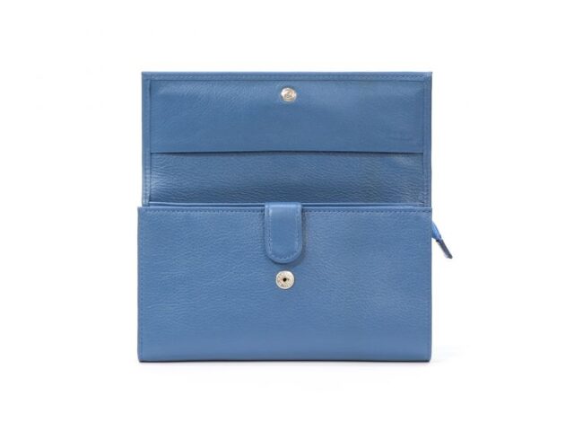 La Guêpe - Petite Maroquinerie - Compagnon en cuir bleu de prusse à rabat - 318