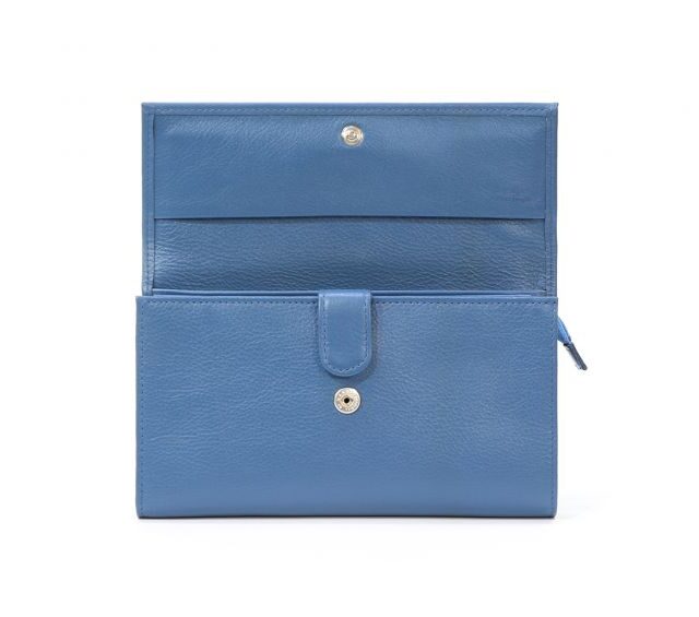 La Guêpe - Petite Maroquinerie - Compagnon en cuir bleu de prusse à rabat - 318