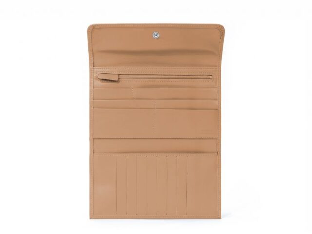 La Guêpe - Petite Maroquinerie - Compagnon en cuir caramel - 12 cartes de crédit - 290