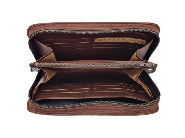 La Guêpe - Petite Maroquinerie - Compagnon en cuir cognac - avec dragonne - 985