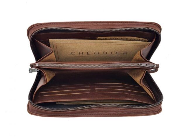 La Guêpe - Petite Maroquinerie - Compagnon en cuir cognac - avec dragonne - 985