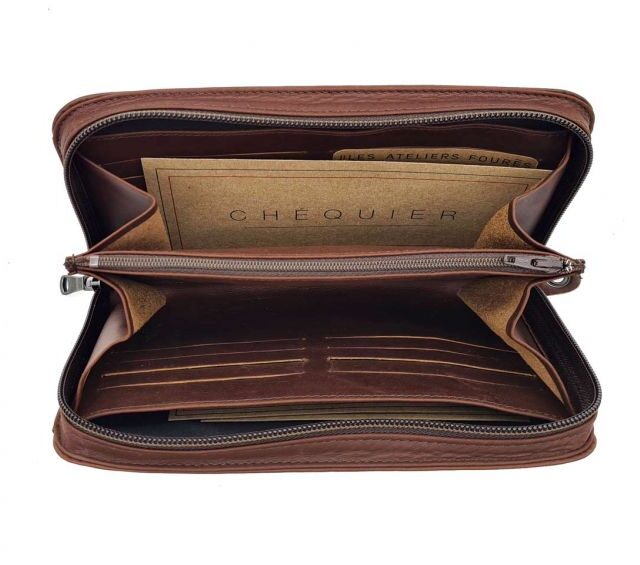 La Guêpe - Petite Maroquinerie - Compagnon en cuir cognac - avec dragonne - 985