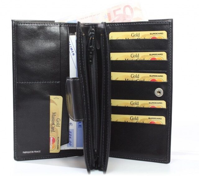 La Guêpe - Petite Maroquinerie - Compagnon en cuir de veau noir - 464