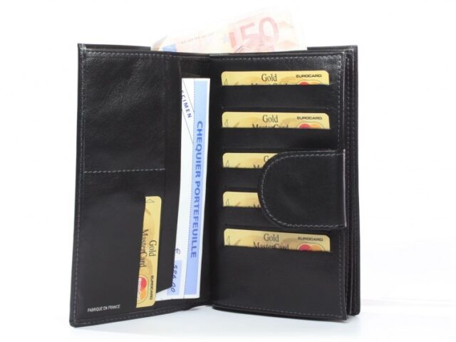 La Guêpe - Petite Maroquinerie - Compagnon en cuir de veau noir - 464