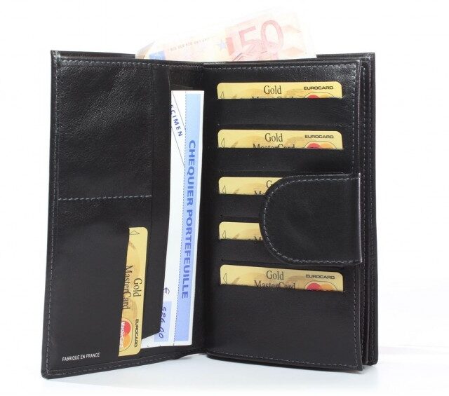 La Guêpe - Petite Maroquinerie - Compagnon en cuir de veau noir - 464