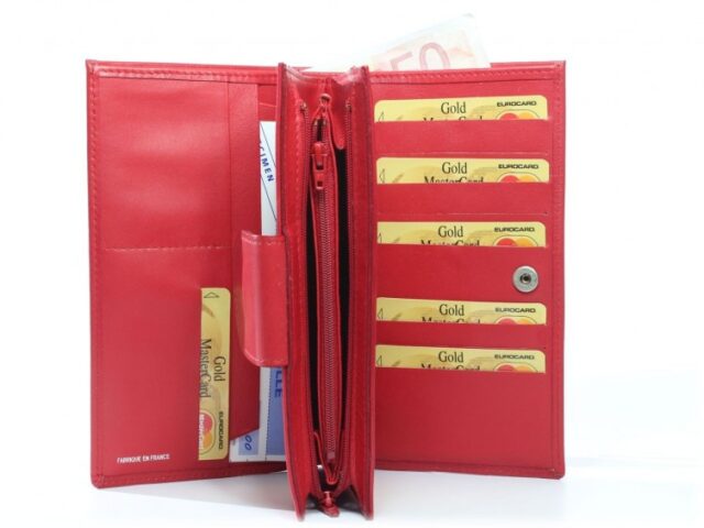 La Guêpe - Petite Maroquinerie - Compagnon en cuir de veau rouge - 464