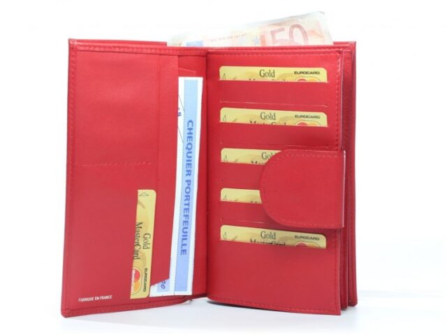 La Guêpe - Petite Maroquinerie - Compagnon en cuir de veau rouge - 464