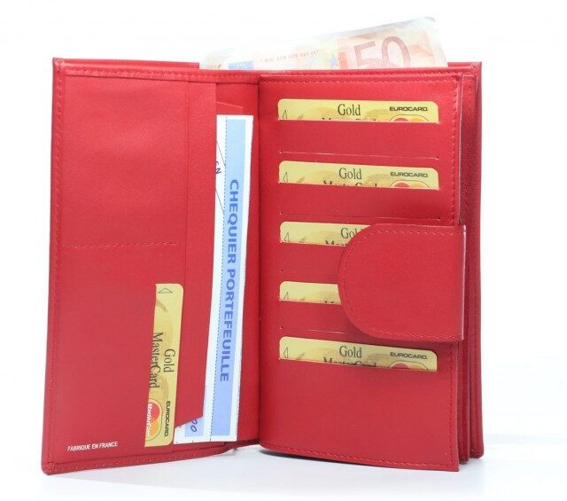 La Guêpe - Petite Maroquinerie - Compagnon en cuir de veau rouge - 464