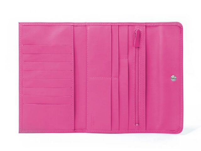 La Guêpe - Petite Maroquinerie - Compagnon en cuir fuchsia - 12 cartes de crédit - 290