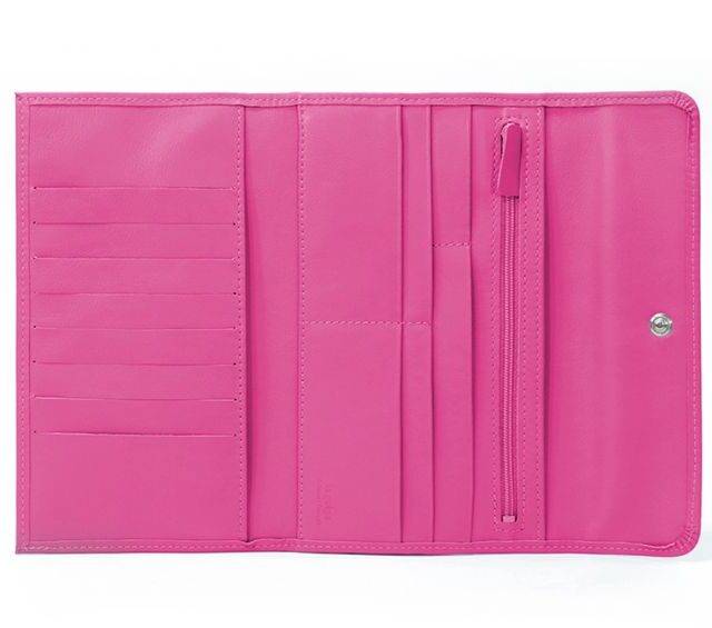 La Guêpe - Petite Maroquinerie - Compagnon en cuir fuchsia - 12 cartes de crédit - 290