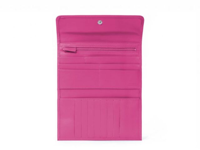 La Guêpe - Petite Maroquinerie - Compagnon en cuir fuchsia - 12 cartes de crédit - 290