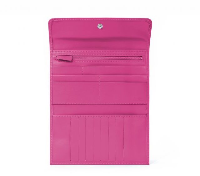 La Guêpe - Petite Maroquinerie - Compagnon en cuir fuchsia - 12 cartes de crédit - 290
