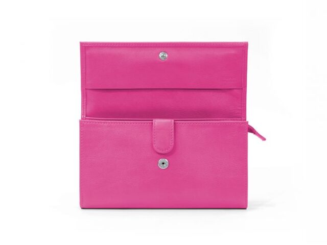 La Guêpe - Petite Maroquinerie - Compagnon en cuir fuchsia à rabat - 318