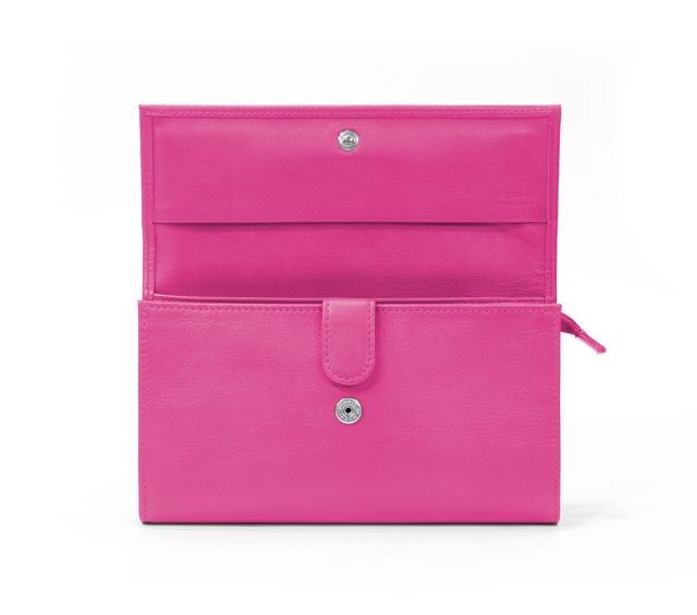 La Guêpe - Petite Maroquinerie - Compagnon en cuir fuchsia à rabat - 318