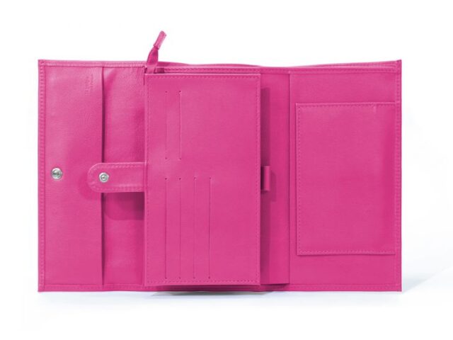 La Guêpe - Petite Maroquinerie - Compagnon en cuir fuchsia à rabat - 318