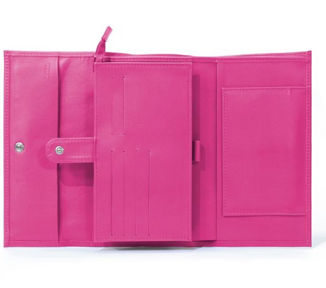 La Guêpe - Petite Maroquinerie - Compagnon en cuir fuchsia à rabat - 318