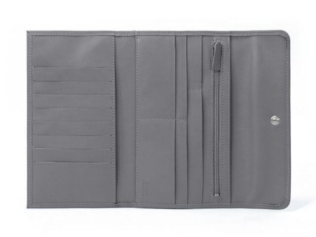 La Guêpe - Petite Maroquinerie - Compagnon en cuir gris - 12 cartes de crédit - 290