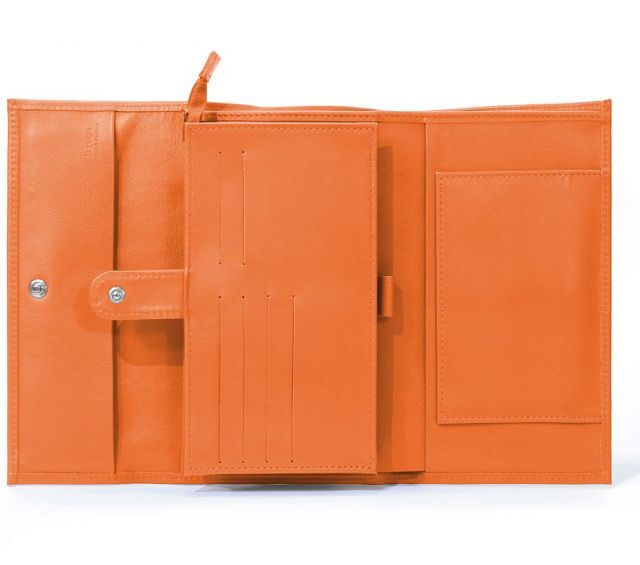 La Guêpe - Petite Maroquinerie - Compagnon en cuir orange à rabat - 318