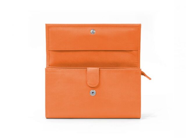 La Guêpe - Petite Maroquinerie - Compagnon en cuir orange à rabat - 318