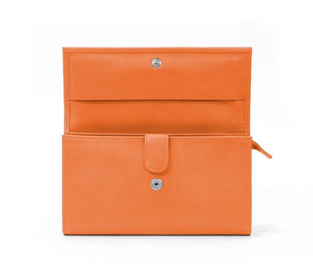 La Guêpe - Petite Maroquinerie - Compagnon en cuir orange à rabat - 318