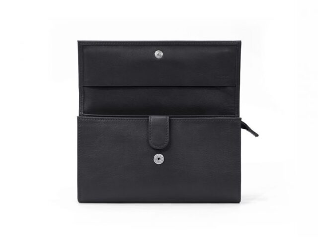 La Guêpe - Petite Maroquinerie - Compagnon en cuir noir à rabat - 318