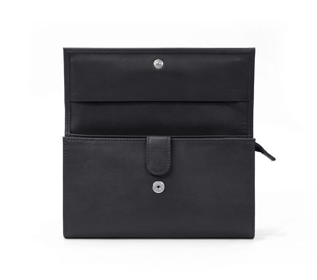 La Guêpe - Petite Maroquinerie - Compagnon en cuir noir à rabat - 318