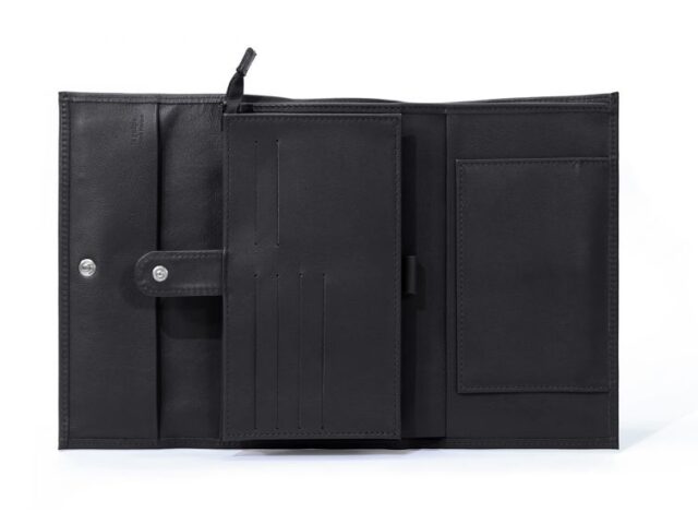 La Guêpe - Petite Maroquinerie - Compagnon en cuir noir à rabat - 318