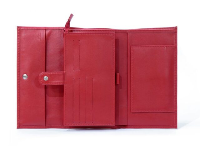 La Guêpe - Petite Maroquinerie - Compagnon en cuir rouge à rabat - 318