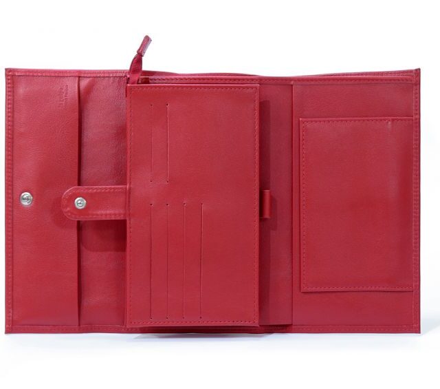 La Guêpe - Petite Maroquinerie - Compagnon en cuir rouge à rabat - 318