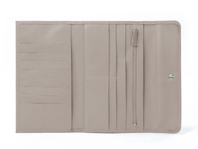 La Guêpe - Petite Maroquinerie - Compagnon en cuir taupe - 12 cartes de crédit - 290