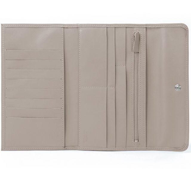 La Guêpe - Petite Maroquinerie - Compagnon en cuir taupe - 12 cartes de crédit - 290