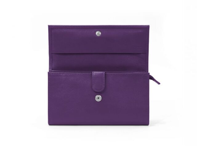 La Guêpe - Petite Maroquinerie - Compagnon en cuir violet à rabat - 318