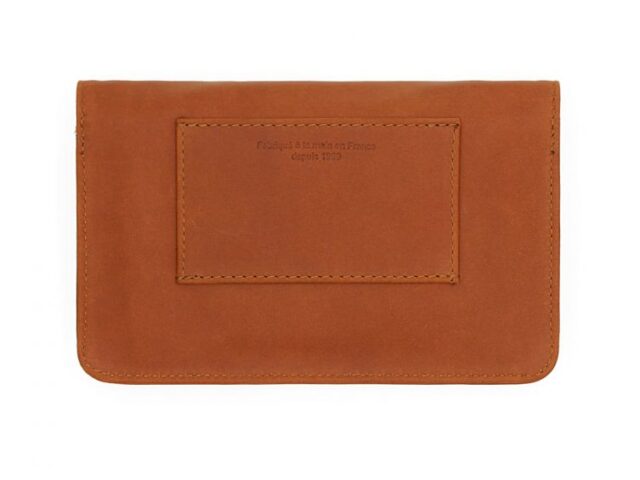 La Guêpe - Petite Maroquinerie - Compagnon format Iphone X+ en cuir fauve - 999