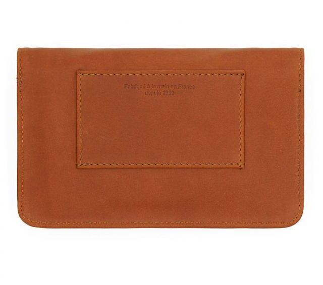 La Guêpe - Petite Maroquinerie - Compagnon format Iphone X+ en cuir fauve - 999