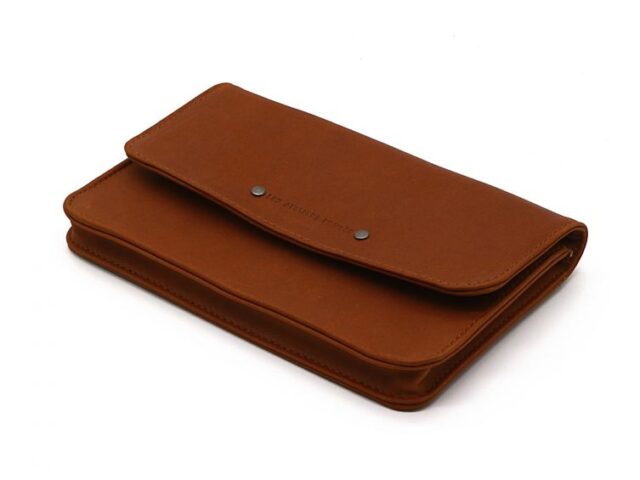 La Guêpe - Petite Maroquinerie - Compagnon format Iphone X+ en cuir fauve - 999