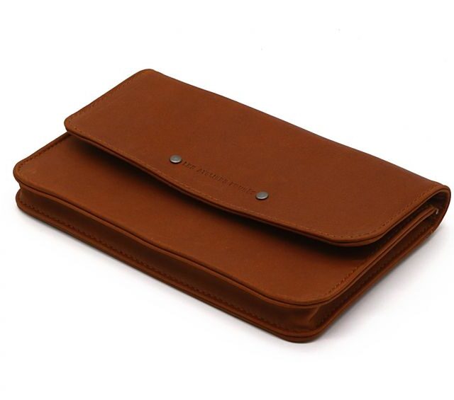 La Guêpe - Petite Maroquinerie - Compagnon format Iphone X+ en cuir fauve - 999