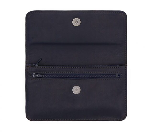 La Guêpe - Petite Maroquinerie - Compagnon format Iphone X+ en cuir marine - 999