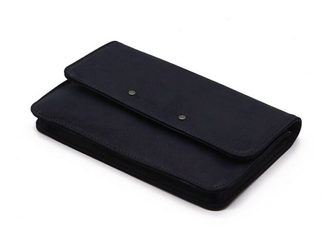 La Guêpe - Petite Maroquinerie - Compagnon format Iphone X+ en cuir marine - 999