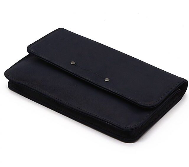 La Guêpe - Petite Maroquinerie - Compagnon format Iphone X+ en cuir marine - 999