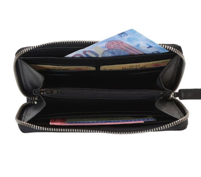 La Guêpe - Petite Maroquinerie - Compagnon hermétique "Luxe" en cuir noir - 20 cm - PM-024-01