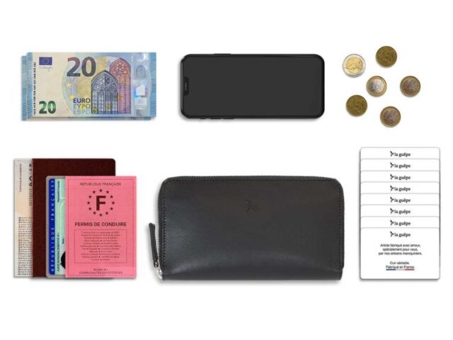 La Guêpe - Petite Maroquinerie - Compagnon hermétique "Luxe" en cuir noir - 20 cm - PM-024-01