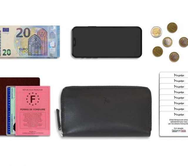 La Guêpe - Petite Maroquinerie - Compagnon hermétique "Luxe" en cuir noir - 20 cm - PM-024-01