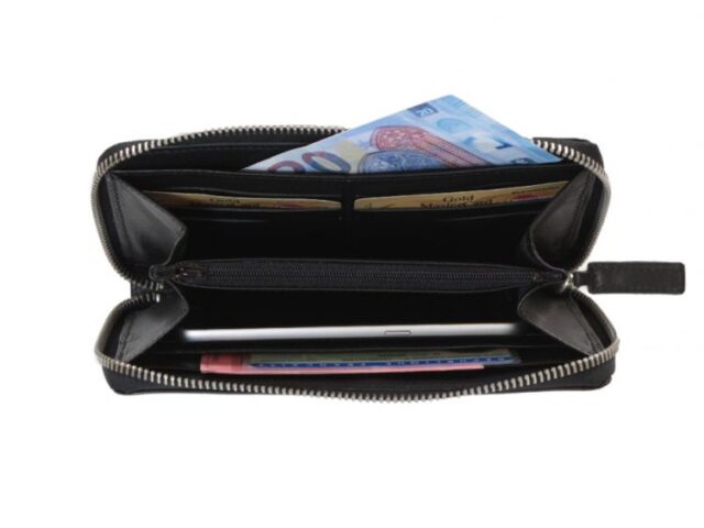 La Guêpe - Petite Maroquinerie - Compagnon hermétique "Luxe" en cuir noir - 20 cm - PM-024-01