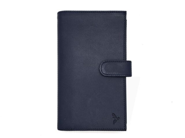 La Guêpe - Petite Maroquinerie - Compagnon "Luxe" en cuir bleu - 2 volets avec patte - PM-025-01