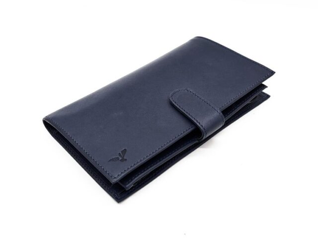 La Guêpe - Petite Maroquinerie - Compagnon "Luxe" en cuir bleu - 2 volets avec patte - PM-025-01