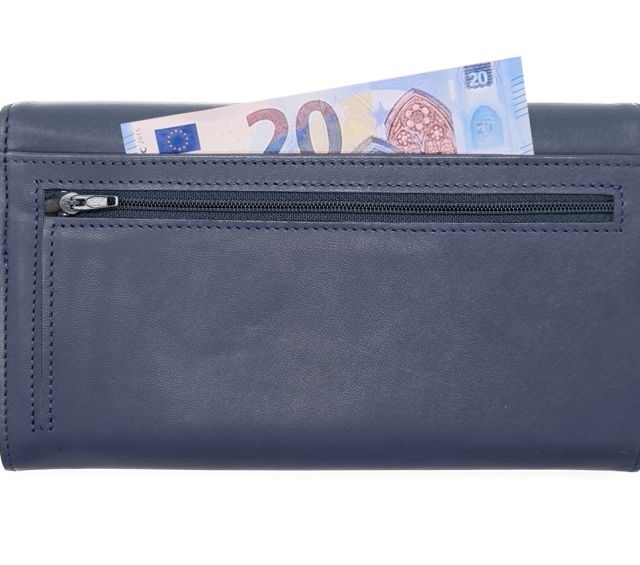 La Guêpe - Petite Maroquinerie - Compagnon "Luxe" en cuir bleu - 20 cm - PM-004-01